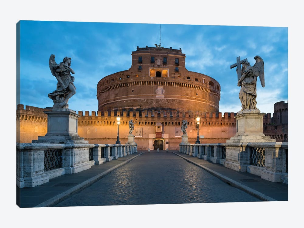 Castel Sant'Angelo And Ponte Sant'Angelo At Dusk, Rome, Italy by Jan Becke 1-piece Art Print