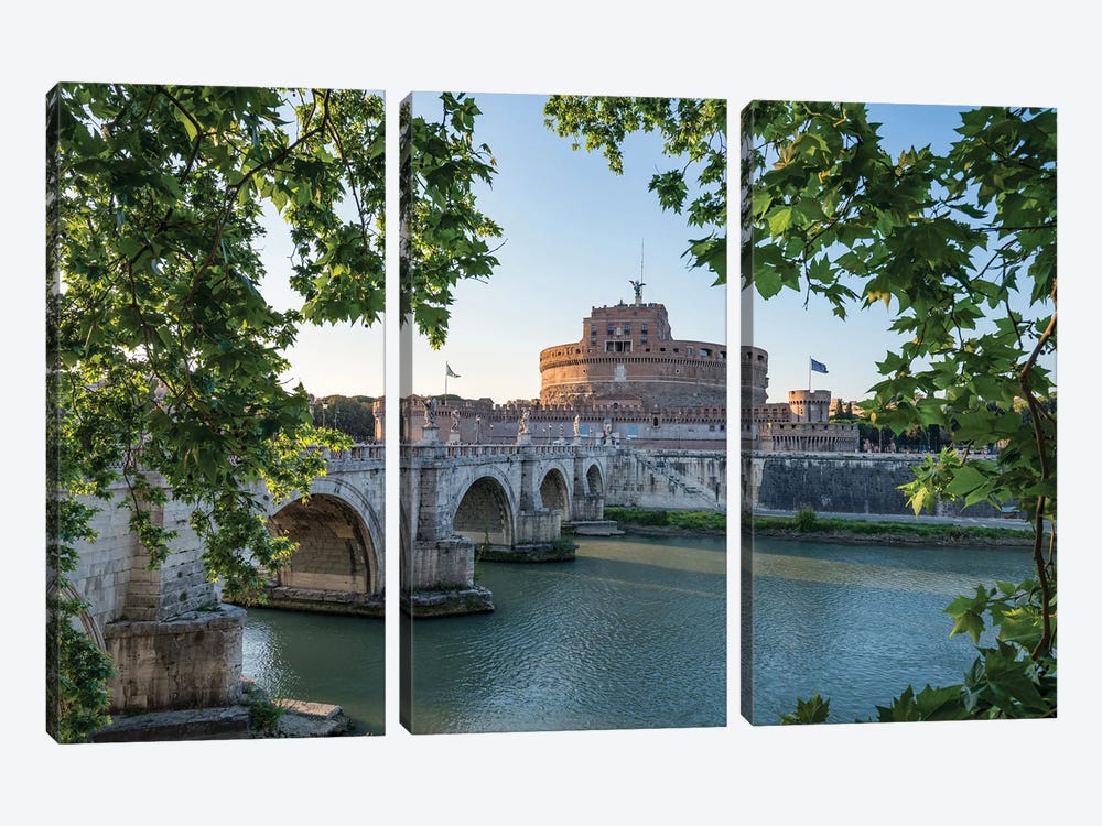 Castel Sant'Angelo And Ponte Sant'Angelo In Summer, Rome, Italy by Jan Becke 3-piece Canvas Art Print