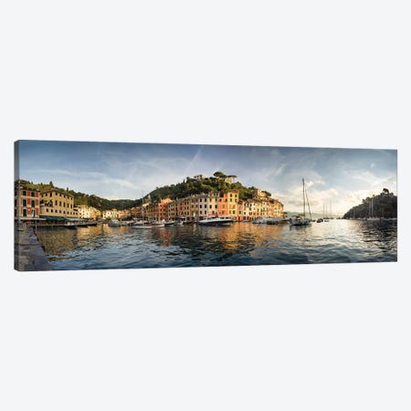 Portofino Harbour Panorama At Sunrise, Genoa, Italy Canvas Print #JNB1867} by Jan Becke Canvas Art Print