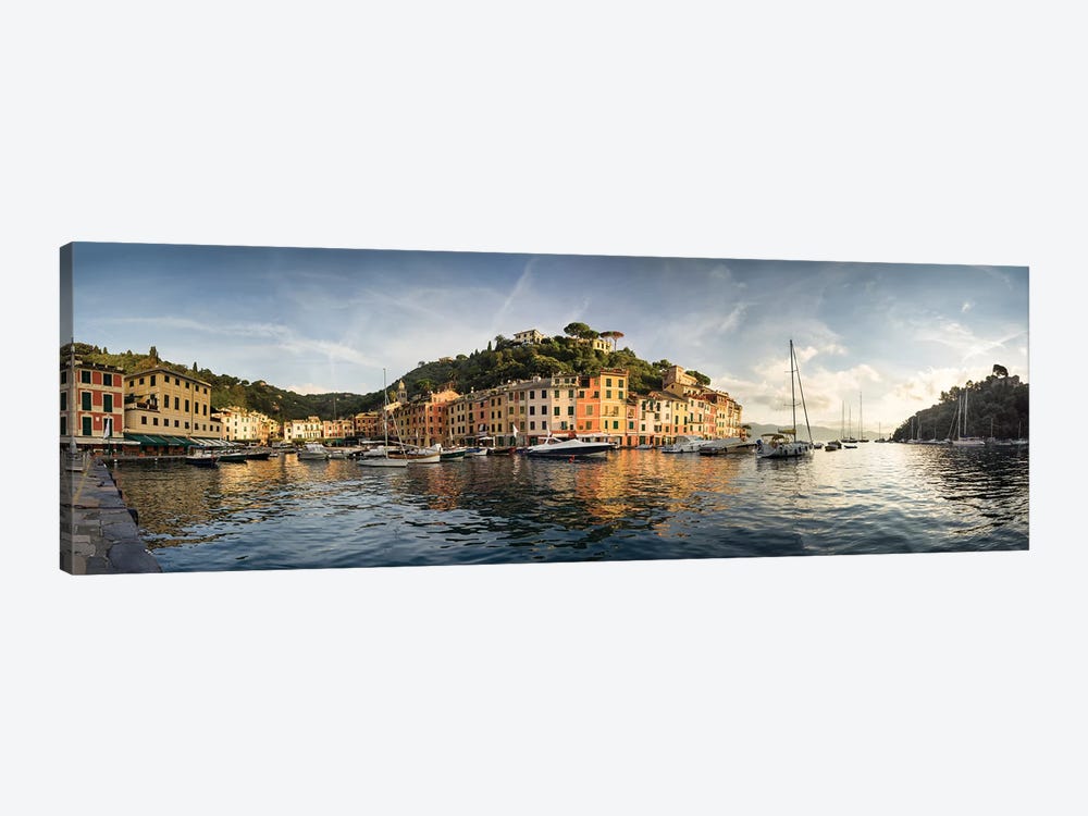 Portofino Harbour Panorama At Sunrise, Genoa, Italy by Jan Becke 1-piece Canvas Wall Art