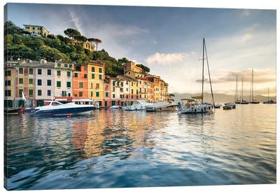 Portofino Harbour At Sunrise, Genoa, Italy Canvas Art Print