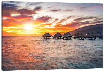 Sunset In The South Sea On Bora Bora Canvas Art Print - French Polynesia Art