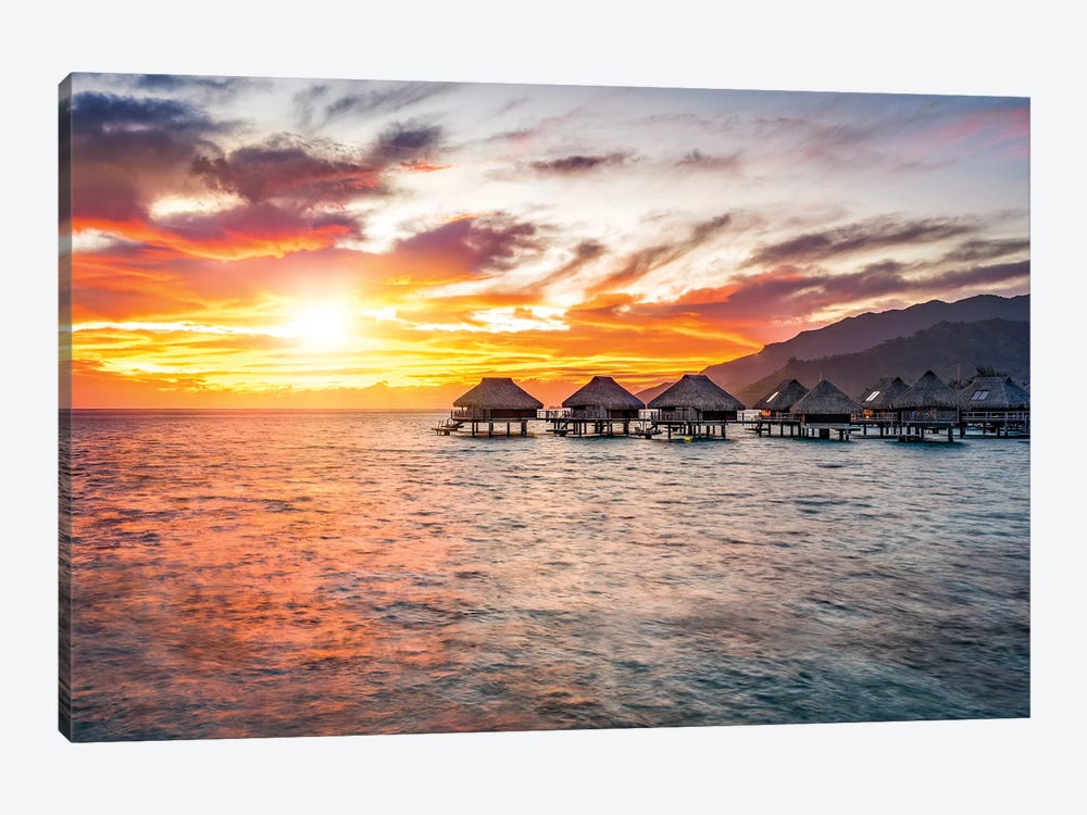 Sunset In The South Sea On Bora Bora by Jan Becke 1-piece Canvas Art