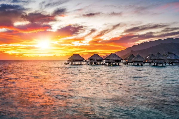 French Polynesia: Sunset In The South Sea On Bora Bora by Jan Becke