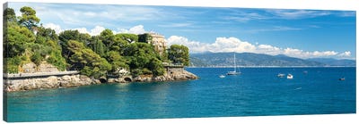 Panoramic View Of The Baia Cannone Bay, Portofino, Italy Canvas Art Print - Genoa