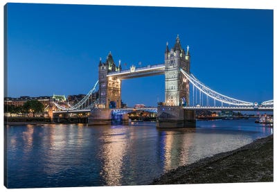 Tower Bridge At Night, London, United Kingdom Canvas Art Print - Tower Bridge