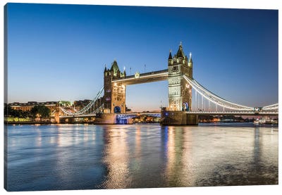 Tower Bridge And River Thames At Night, London, United Kingdom Canvas Art Print - Tower Bridge