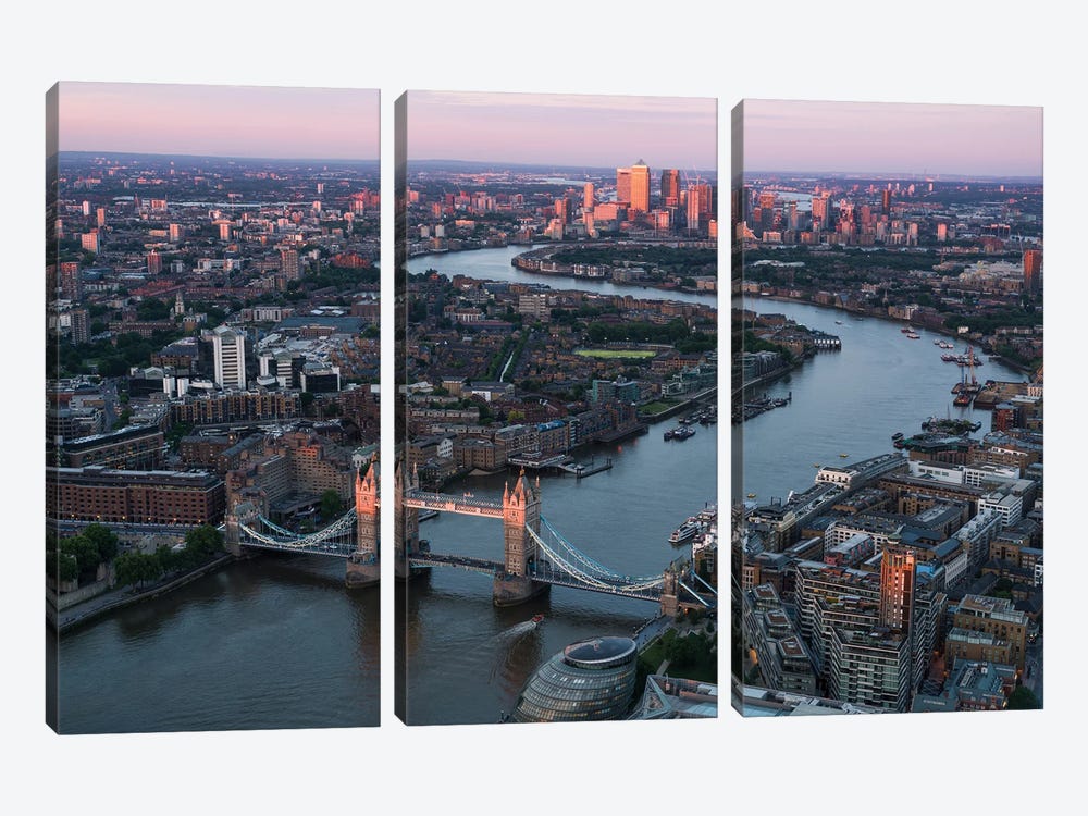 Aerial View Of The Tower Bridge And River Thames, London, United Kingdom by Jan Becke 3-piece Canvas Artwork