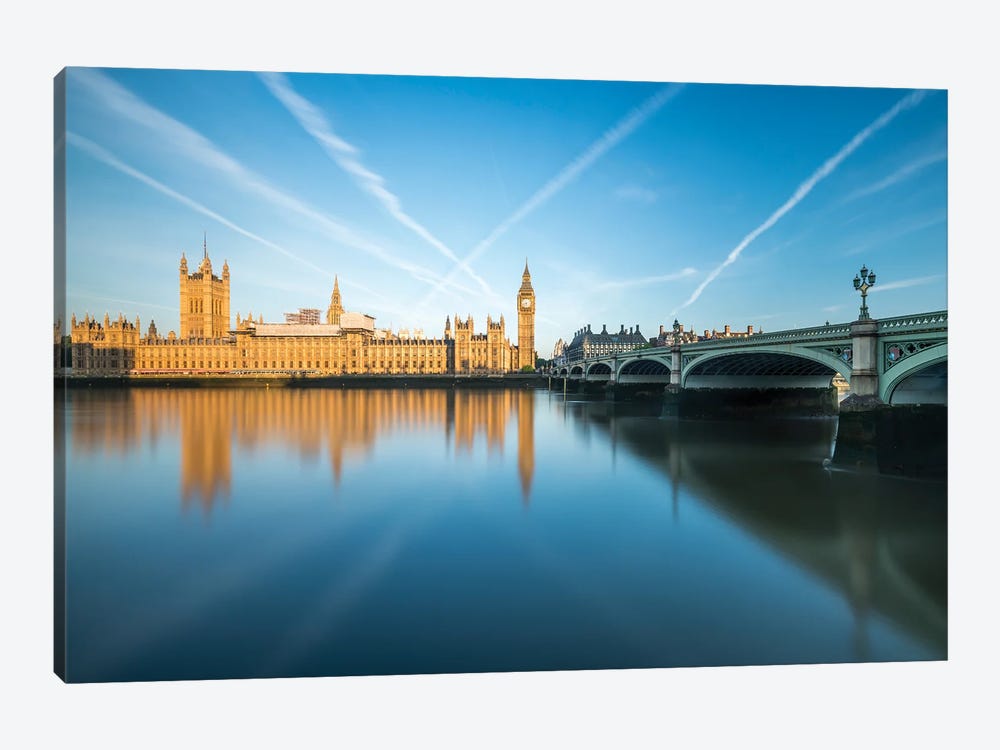 Palace Of Westminster With Big Ben And Westminster Bridge At Sunrise, London, United Kingdom by Jan Becke 1-piece Canvas Art