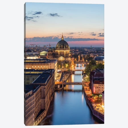Aerial View Of The Berlin Cathedral And Spree River At Night, Berlin, Germany Canvas Print #JNB1903} by Jan Becke Canvas Print