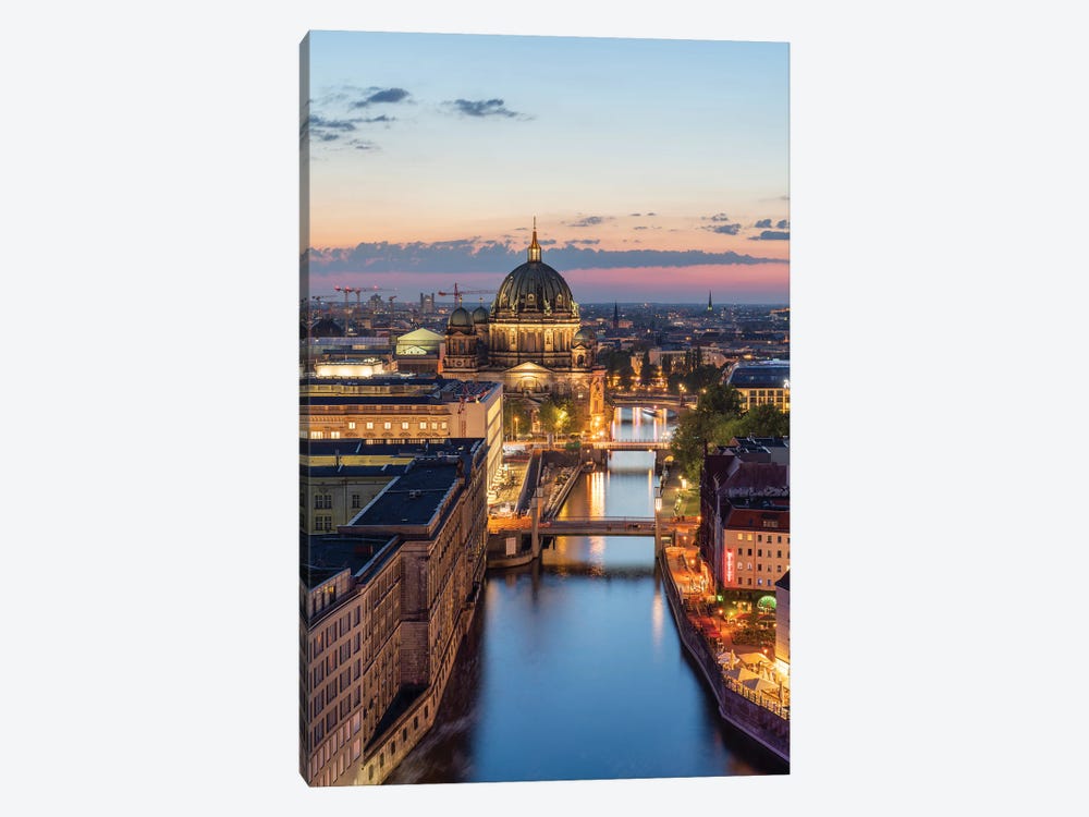 Aerial View Of The Berlin Cathedral And Spree River At Night, Berlin, Germany by Jan Becke 1-piece Art Print