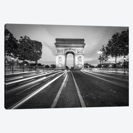 Avenue Des Champs-Élysées With Arc De Triomphe Monochrome Canvas Print #JNB1908} by Jan Becke Art Print