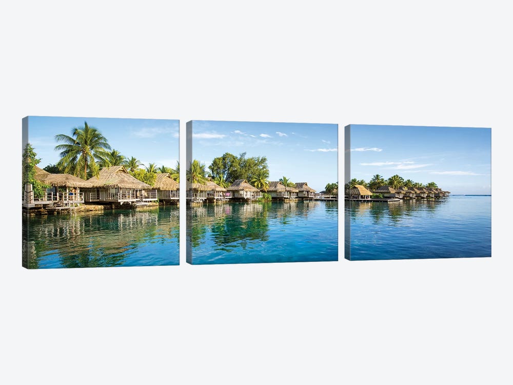 Overwater Villas On Tahiti, French Polynesia by Jan Becke 3-piece Canvas Print