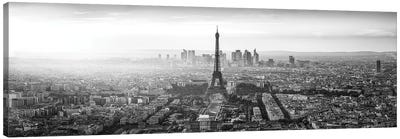 Paris Skyline Panorama Monochrome Canvas Art Print - Paris Photography