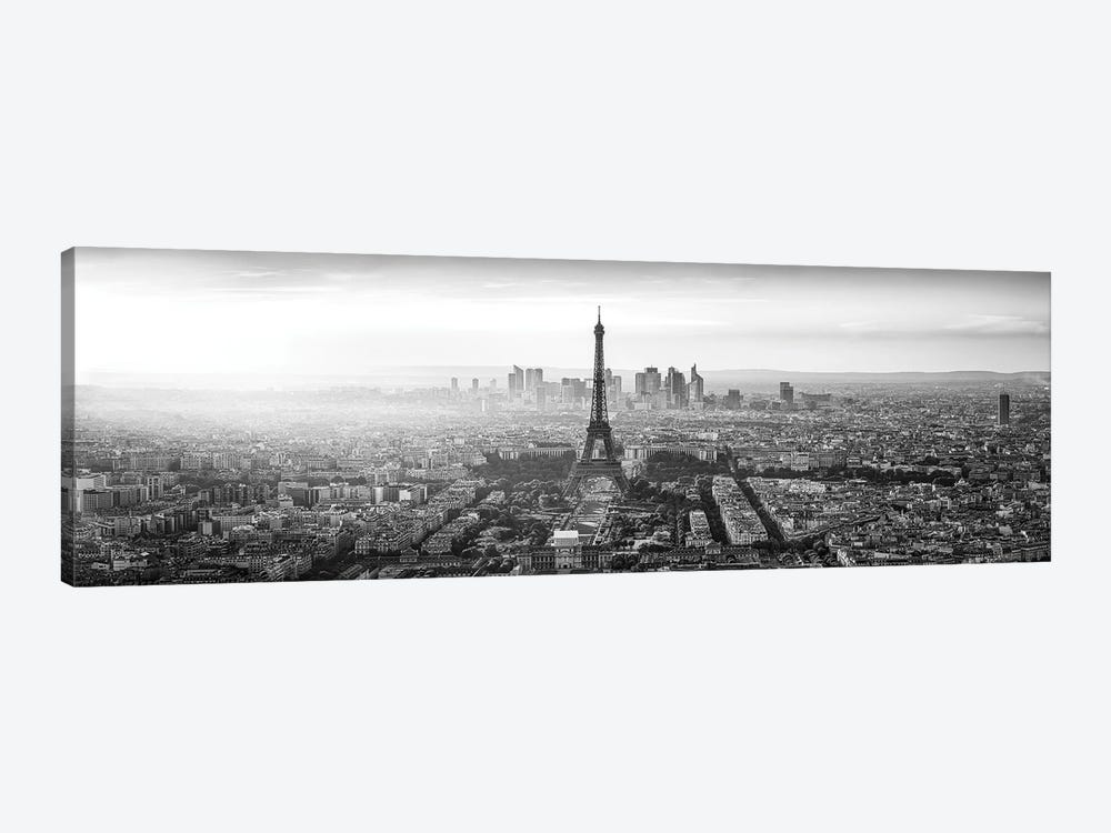 Paris Skyline Panorama Monochrome by Jan Becke 1-piece Canvas Wall Art