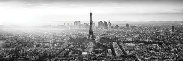 Towers: Paris Skyline Panorama Monochrome by Jan Becke
