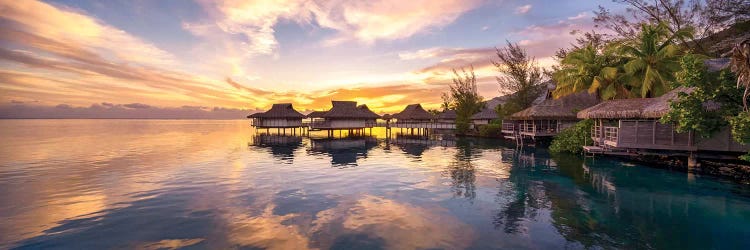 Sunset At A Luxury Beach Resort On Bora Bora, French Polynesia