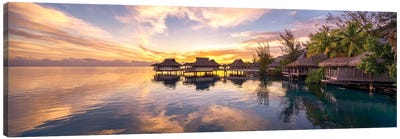 Sunset At A Luxury Beach Resort On Bora Bora, French Polynesia Canvas Art Print - Bora Bora