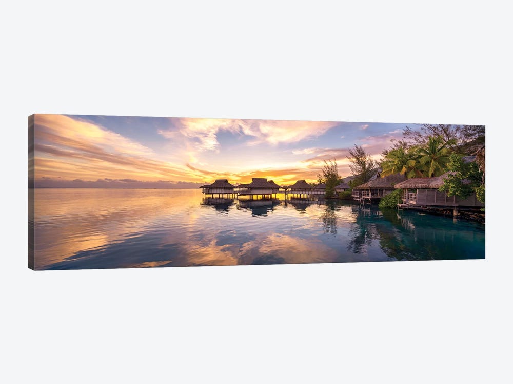 Sunset At A Luxury Beach Resort On Bora Bora, French Polynesia by Jan Becke 1-piece Canvas Art