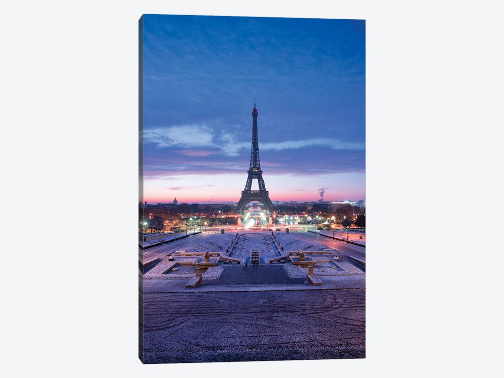 Jardins Du Trocadéro And Eiffel Tower At Dusk, Paris, France by Jan Becke 1-piece Canvas Artwork