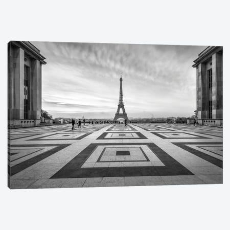 Place Du Trocadéro With Eiffel Tower View Monochrome, Paris, France Canvas Print #JNB1924} by Jan Becke Canvas Artwork
