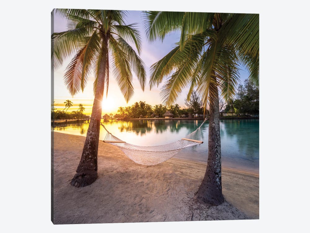 Hammock With Sunset View by Jan Becke 1-piece Art Print
