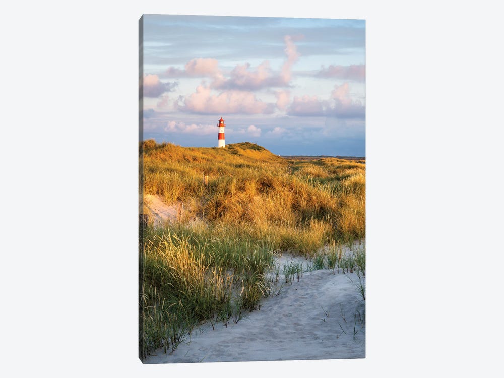 Morning Sunlight At The Lighthouse List Ost, Sylt, Germany by Jan Becke 1-piece Canvas Art Print