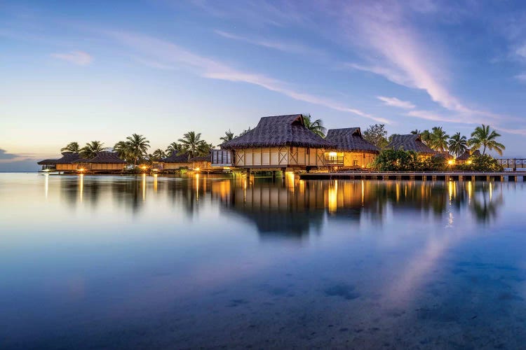 Overwater Bungalows At A Luxury Beach Resort On Bora Bora