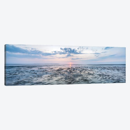 Panoramic Sunset View At The Wadden Sea, North Sea Coast, Germany Canvas Print #JNB1956} by Jan Becke Canvas Art Print