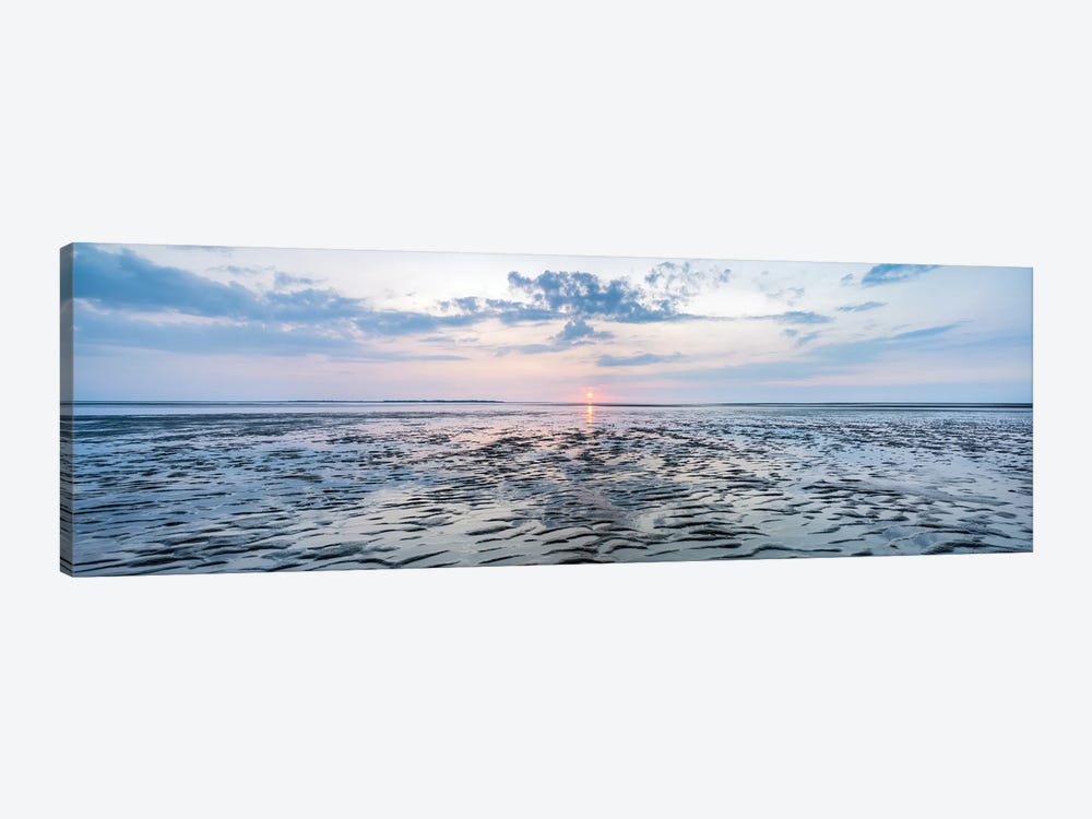 Panoramic Sunset View At The Wadden Sea, North Sea Coast, Germany by Jan Becke 1-piece Canvas Print