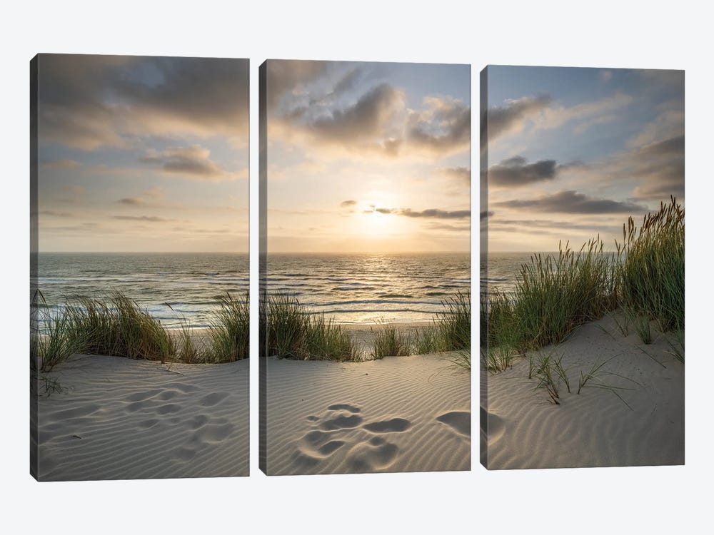 Dune Beach With Sunset View by Jan Becke 3-piece Canvas Artwork