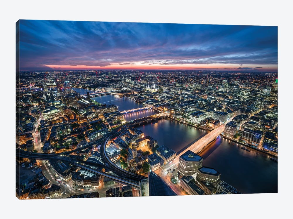 Aerial View Of London At Sunset by Jan Becke 1-piece Canvas Wall Art