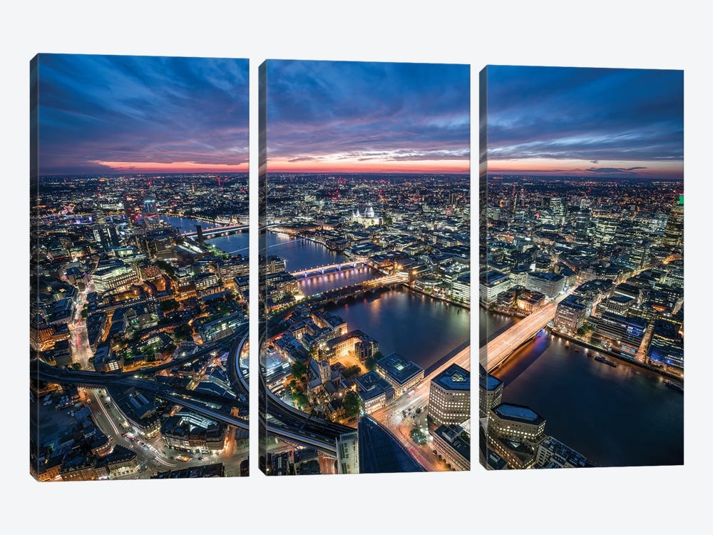 Aerial View Of London At Sunset by Jan Becke 3-piece Canvas Art