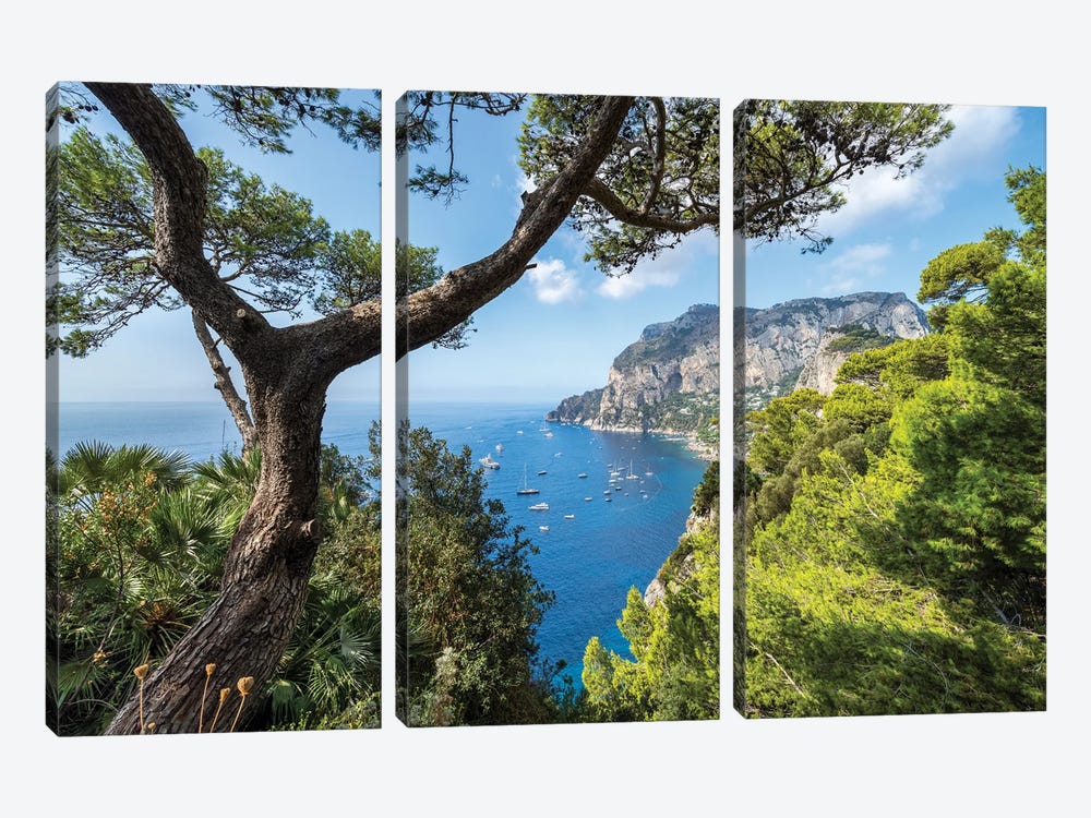 Capri Island In Summer, Naples, Italy by Jan Becke 3-piece Canvas Print