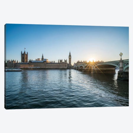 Sunset At The Westminster Bridge In London Canvas Print #JNB196} by Jan Becke Canvas Art