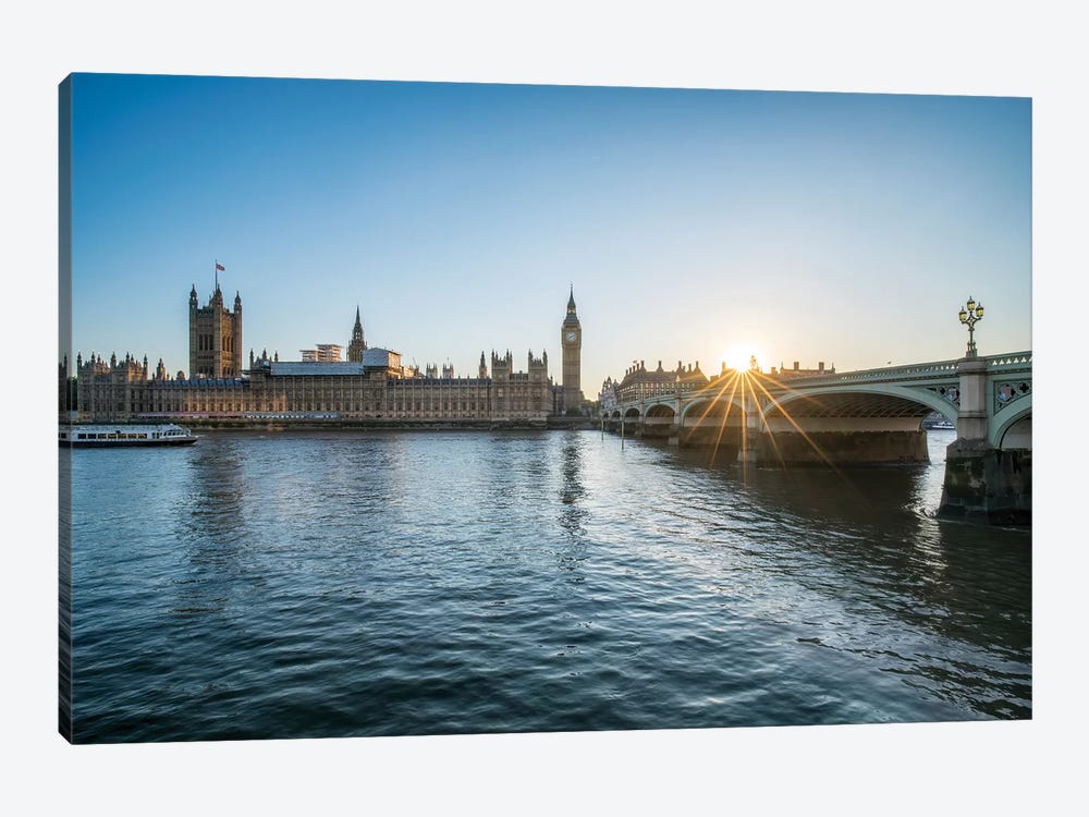 Sunset At The Westminster Bridge In London by Jan Becke 1-piece Canvas Print