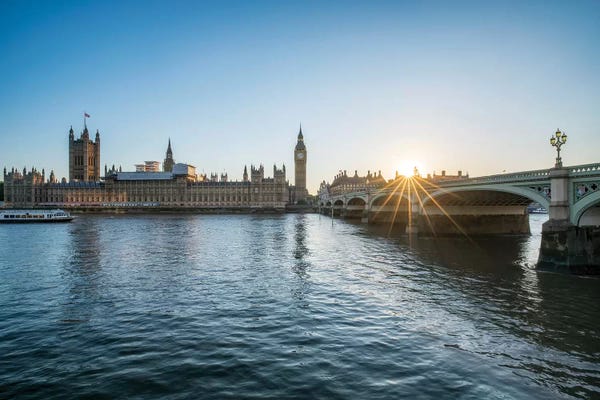 City Sunrises & Sunsets: Sunset At The Westminster Bridge In London by Jan Becke