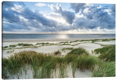 Dramatic Storm Clouds At The Dune Beach Canvas Art Print - Germany