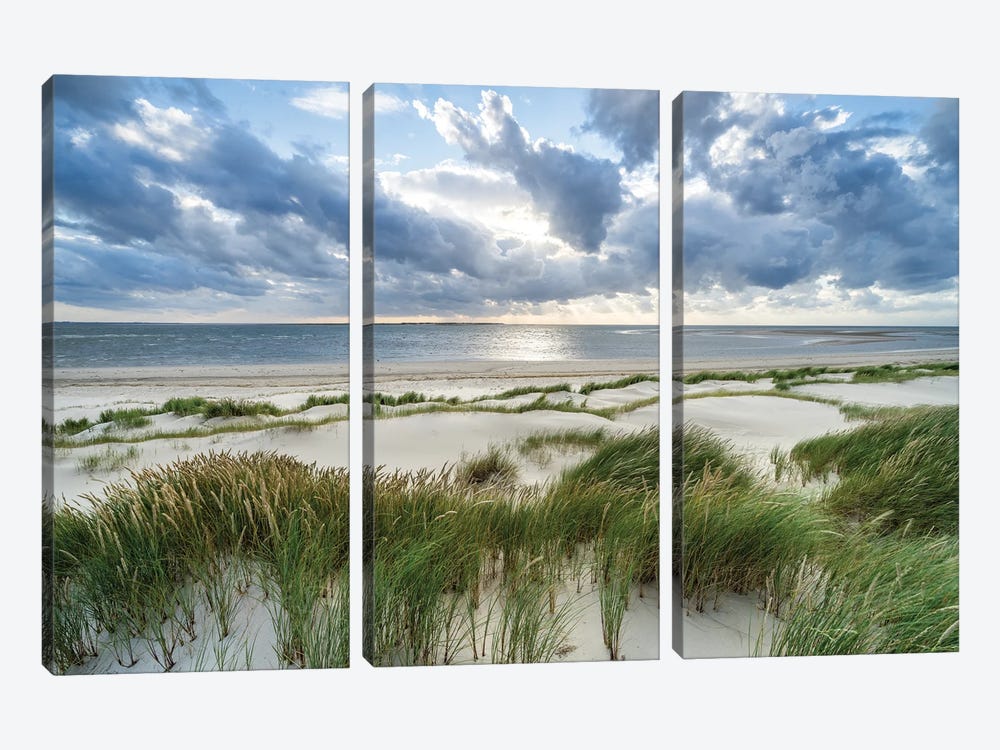 Dramatic Storm Clouds At The Dune Beach by Jan Becke 3-piece Canvas Art