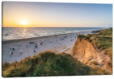 Sunset At The Rotes Kliff (Red Cliff), Kampen, Sylt, Germany Canvas Art Print - Sylt Art