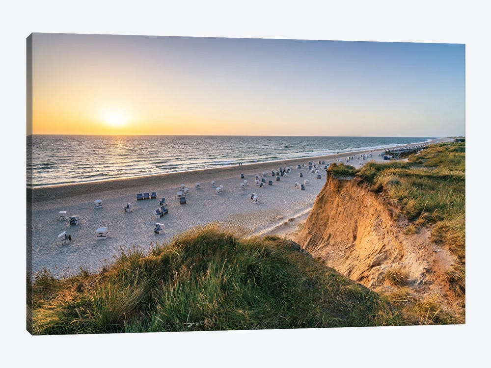 Sunset At The Rotes Kliff (Red Cliff), Kampen, Sylt, Germany by Jan Becke 1-piece Canvas Art Print