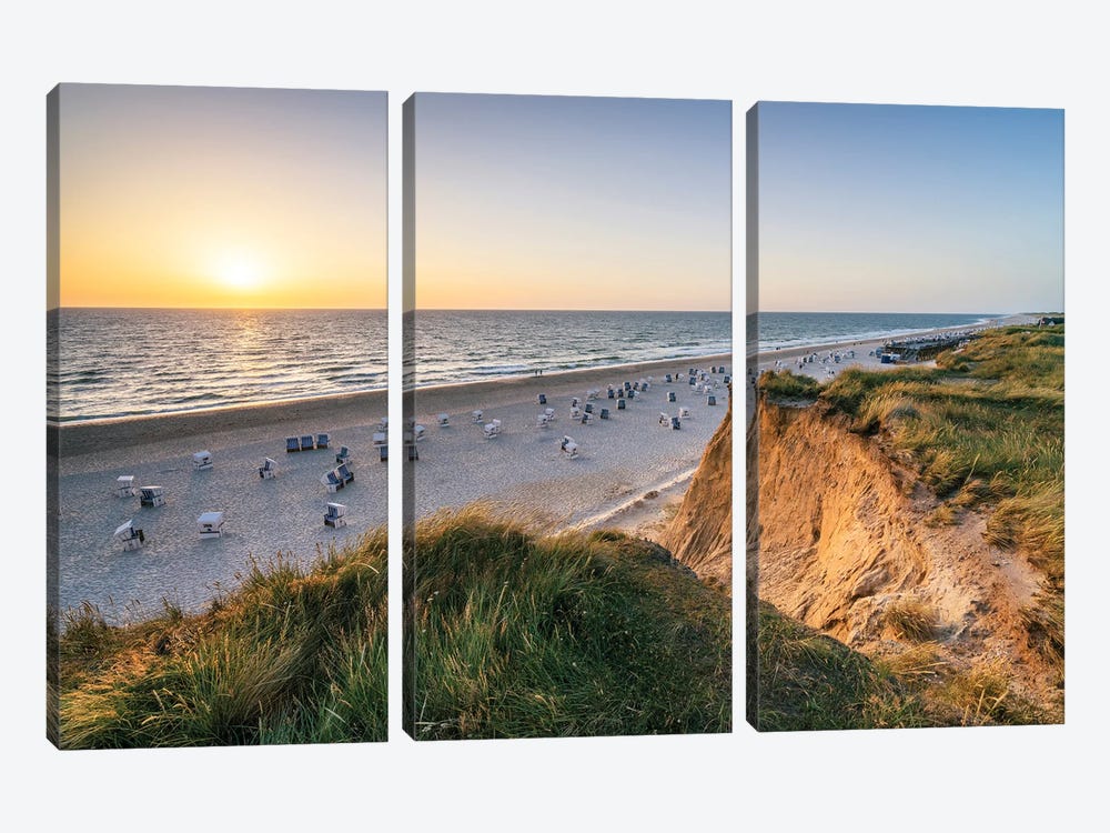 Sunset At The Rotes Kliff (Red Cliff), Kampen, Sylt, Germany by Jan Becke 3-piece Art Print