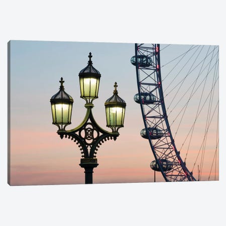 Street Lamp With London Eye In The Background Canvas Print #JNB198} by Jan Becke Canvas Print
