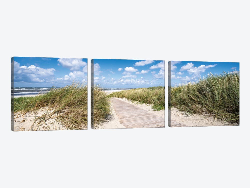 Dune Beach Panorama In Summer, North Sea Coast, Germany by Jan Becke 3-piece Canvas Artwork