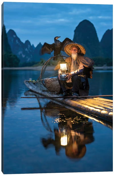 Chinese Kormoran Fisherman, Guilin Canvas Art Print - Fishing Art