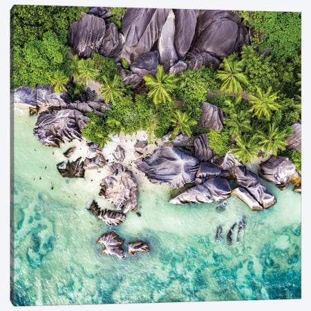 Aerial View Of Anse Source D'Argent Canvas Print #JNB1} by Jan Becke Canvas Art Print