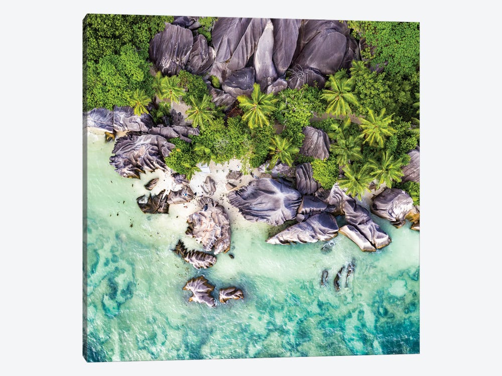 Aerial View Of Anse Source D'Argent by Jan Becke 1-piece Canvas Wall Art