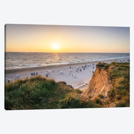 Sunset At The Rotes Kliff (Red Cliff) Near Kampen, Schleswig-Holstein, Sylt, Germany Canvas Print #JNB2000} by Jan Becke Canvas Art