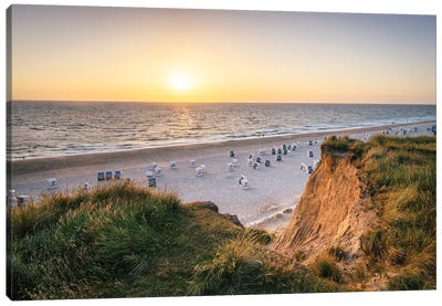 Sunset At The Rotes Kliff (Red Cliff) Near Kampen, Schleswig-Holstein, Sylt, Germany Canvas Art Print - Sylt Art