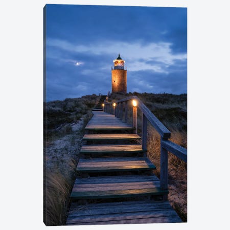Lighthouse Quermarkenfeuer Rotes Kliff At Night, Sylt, Germany Canvas Print #JNB2003} by Jan Becke Canvas Artwork